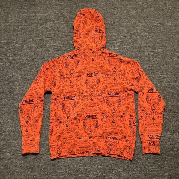 Vintage‎ Volcom Ryan Sheckler Orange All Over Print Monster Hoodie S Small - Picture 5 of 12